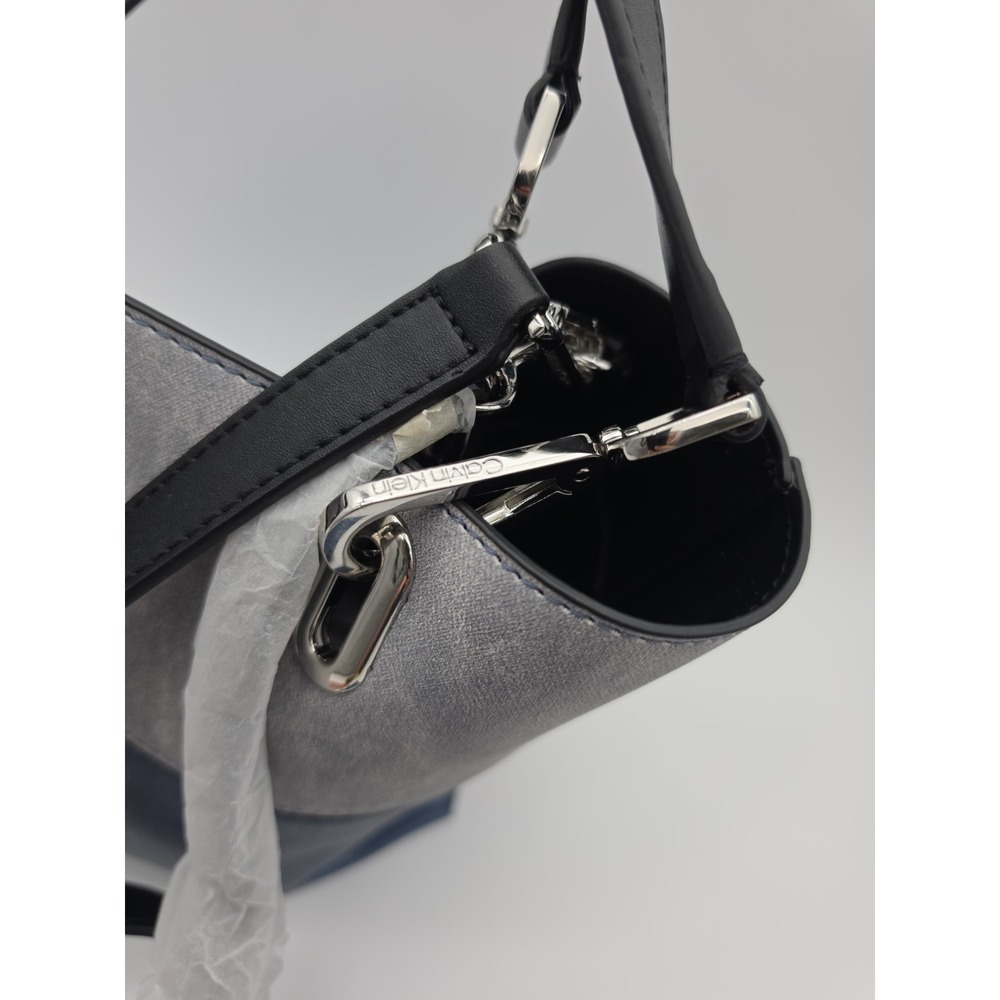 New Leather Calvin Klein purse Blue Gray Tote Purchased From Neiman Marcus. - Picture 12 of 15